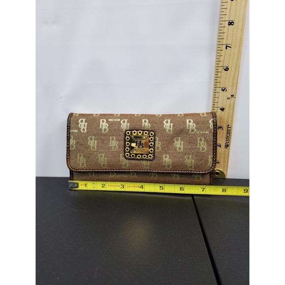 Brentano Trifold Wallet Womens Brown Leather Credit Card Holder Signature Logo - Picture 3 of 12